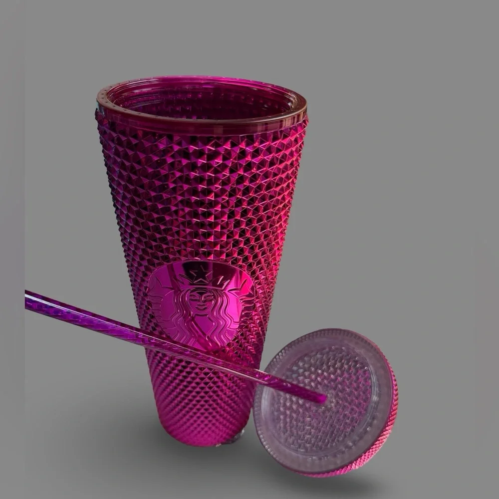 Starbucks Hot Pink Metallic‎ Studded Venti Tumbler 24 oz 2022 Holiday NWOT